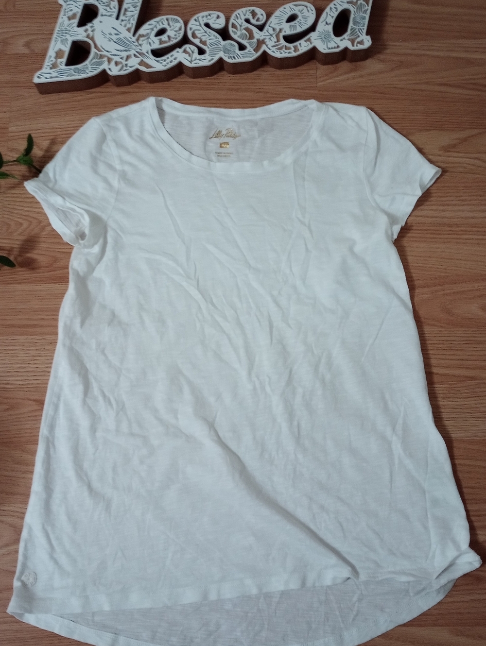 Lilly Pulitzer Etta White Scoop Neck Short Sleeve Tee Size XS - Picture 6 of 10